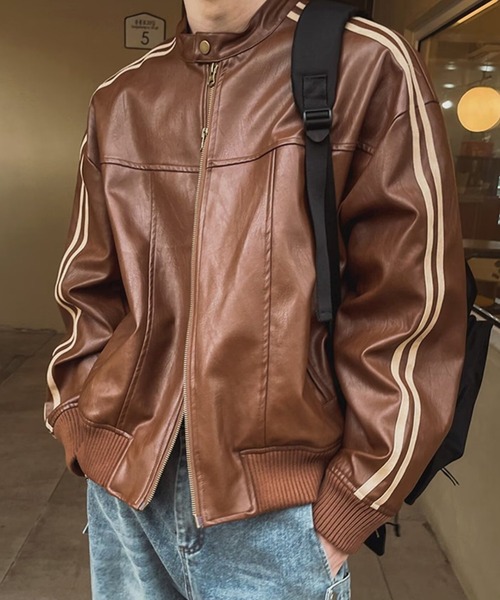 lilful 革ジャン ライダース ダブルジップサイドライン オーバーサイズ