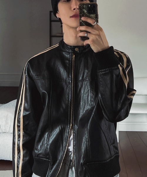 lilful 革ジャン ライダース ダブルジップサイドライン オーバーサイズ