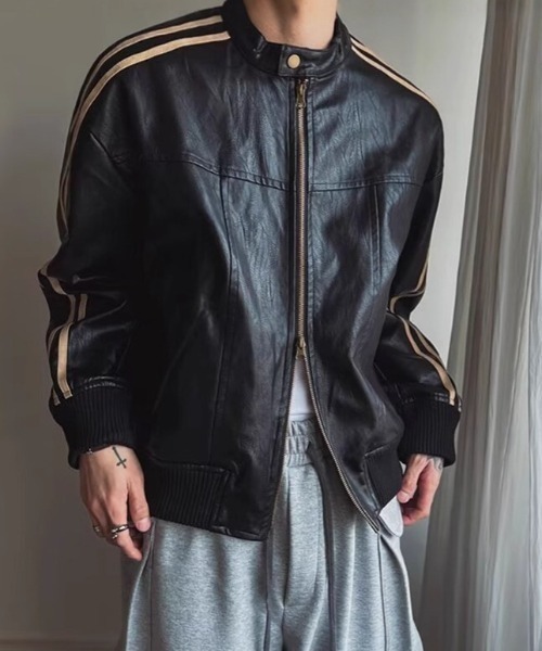 lilful 革ジャン ライダース ダブルジップサイドライン オーバーサイズ