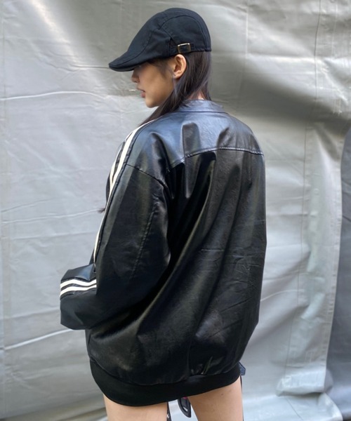 lilful 革ジャン ライダース ダブルジップサイドライン オーバーサイズ