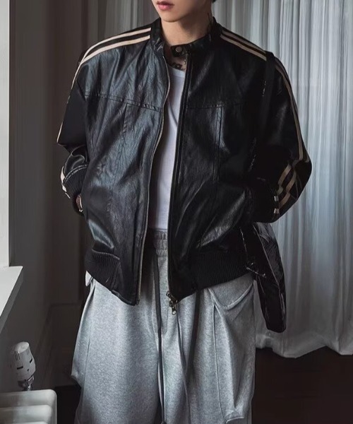 lilful 革ジャン ライダース ダブルジップサイドライン オーバーサイズ