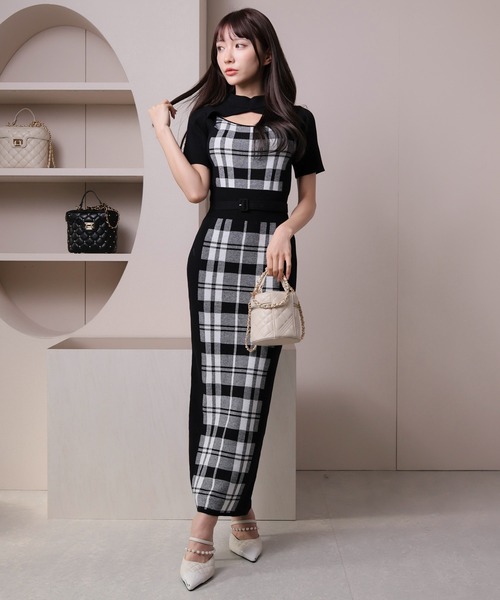 LIP SERVICE ニットワンピース LIP SERVICE（リップサービス）｜ リボンフェザーアンサンブルニット