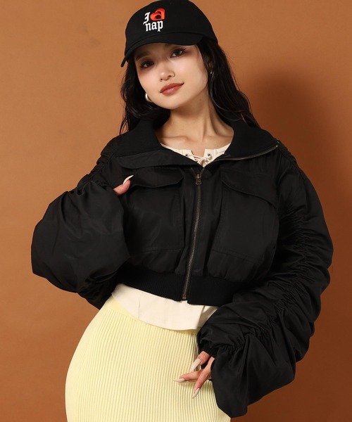 ANAP（アナップ） ブルゾン アウター シャーリング スリーブ ショート