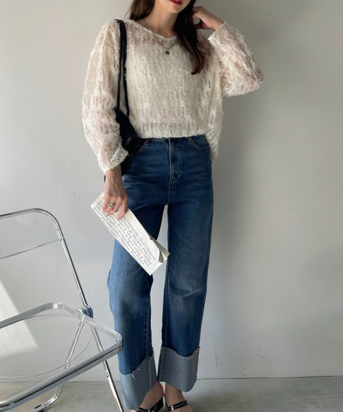 「Eclat one」 長袖ブラウス FREE ライトブルー レディース_画像2