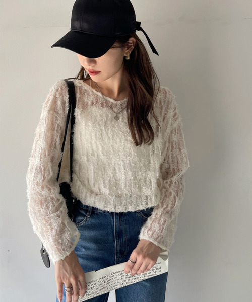 「Eclat one」 長袖ブラウス FREE ライトブルー レディース_画像7