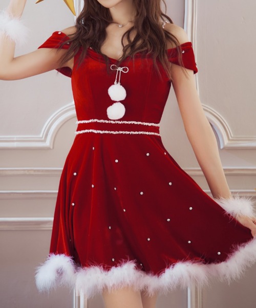 sugar nine コスプレ オフショルビジューリボンフレアサンタ