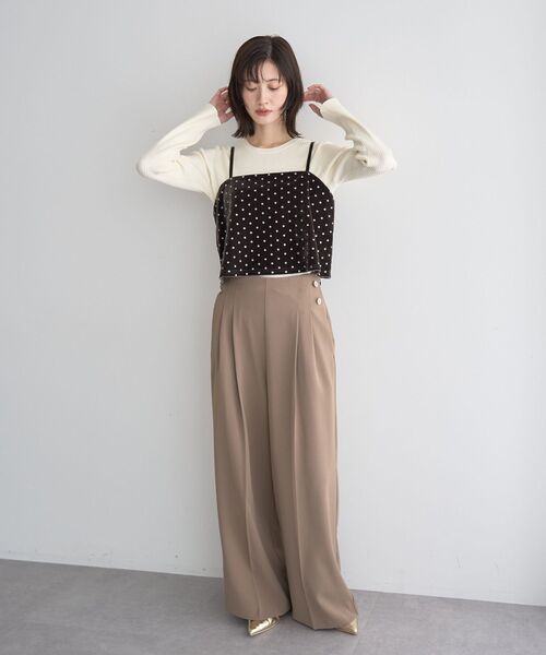 YECCA VECCA（イェッカヴェッカ） パンツ 金釦ワイドパンツ レディース