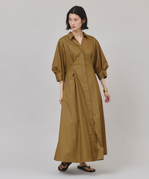Véritécoeur シャツワンピース　ロング　ベージュ 7部袖　綿100% Curensology（カレンソロジー） 7分袖ワンピース FREE ベージュ