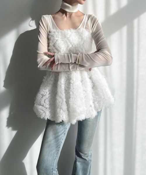 Meiru キャミソール フラワーチュールキャミビスチェ : ZOZOTOWN Yahoo