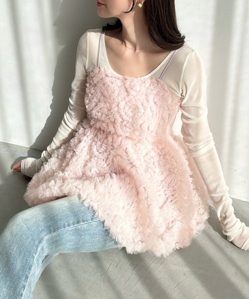 Meiru キャミソール フラワーチュールキャミビスチェ : ZOZOTOWN Yahoo