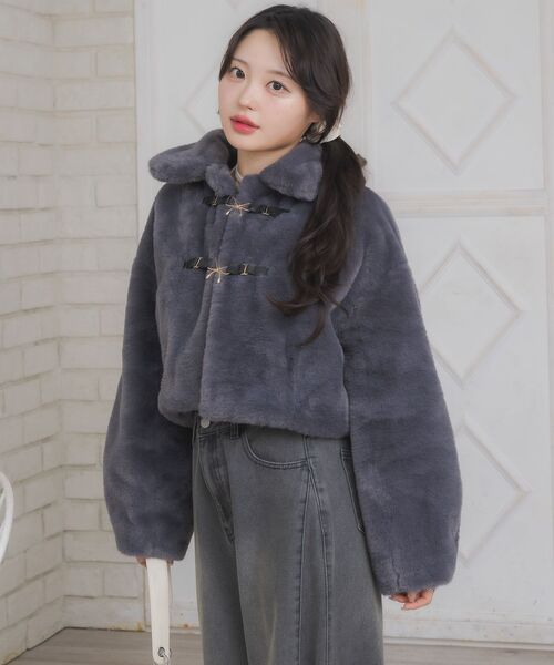 最終お値下げ◎クロップド丈 ミンク ファージャケット バックリボン F 最終お値下げ◎クロップド丈 ミンク ファージャケット バックリボン F