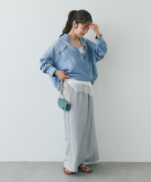 今季【la boutique bonbon】シアーデニム3WAYシャツ La boutique Bonbon（ラブティックボンボン） ブラウス シャツ 「今