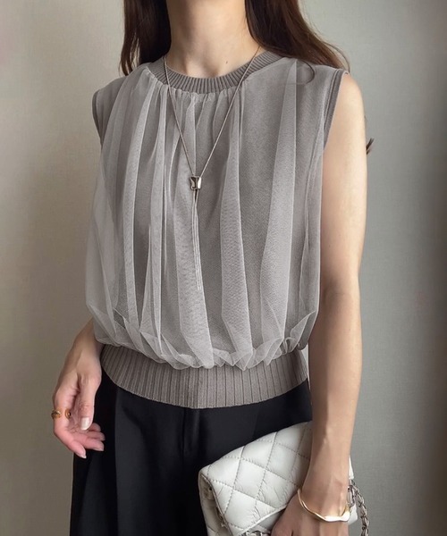 「FILLOU」 ノースリーブニット MEDIUM グレー レディース_画像9