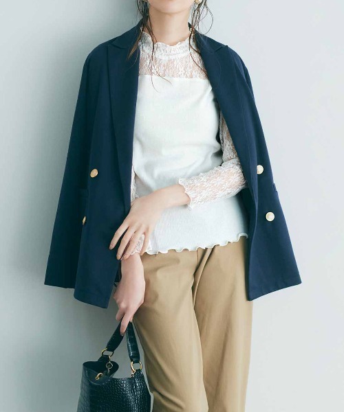 「IEDIT」 テーラードジャケット MEDIUM ネイビー レディース_画像3