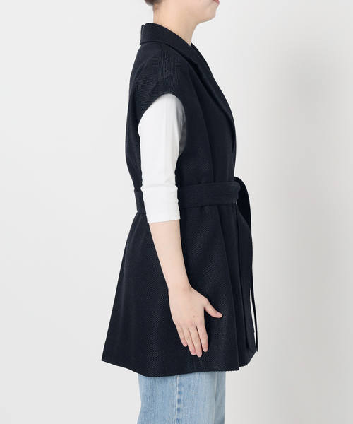 美品 IENA &amp;NAVY ドビーツィードジレ ベスト ツイード ネイビー F 美品 IENA イエナ &NAVY ドビーツィードジレ ベスト ジレ ツイード