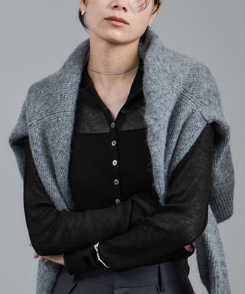 「SALON adam et rope'」 長袖ニット FREE グレー レディース_画像2