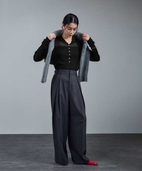 「SALON adam et rope'」 長袖ニット FREE グレー レディース_画像4