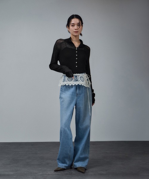 「SALON adam et rope'」 長袖ニット FREE グレー レディース_画像9