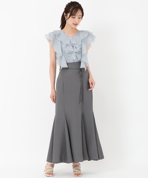「31 Sons de mode」 ノースリーブブラウス フリ- ライトブルー レディース_画像6