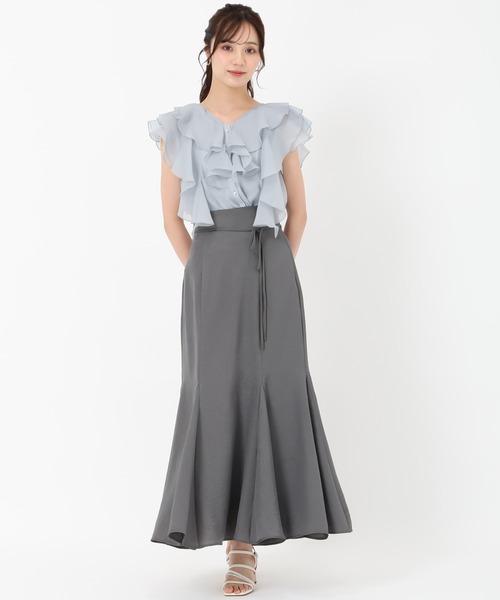 「31 Sons de mode」 ノースリーブブラウス フリ- ライトブルー レディース_画像7