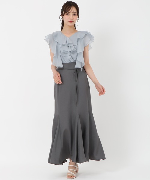 「31 Sons de mode」 ノースリーブブラウス フリ- ライトブルー レディース_画像8