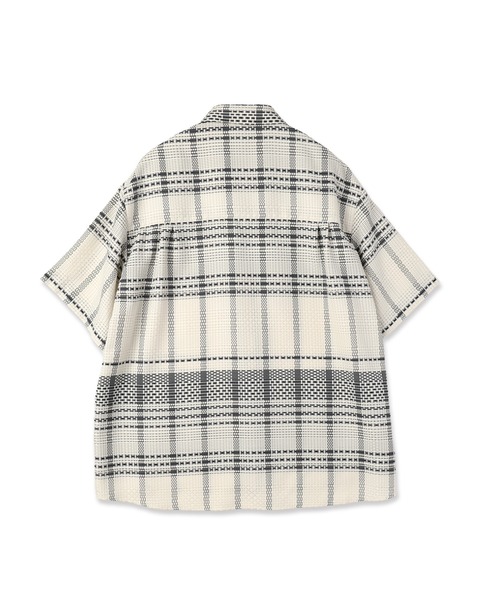 シャツ Sheer Tile Check Chin Tab Short Sleeve Shirt メンズ レディースの画像