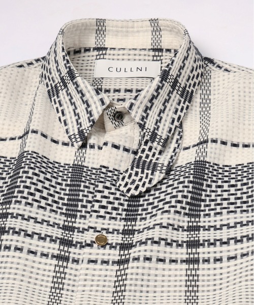 シャツ Sheer Tile Check Chin Tab Short Sleeve Shirt メンズ レディースの画像