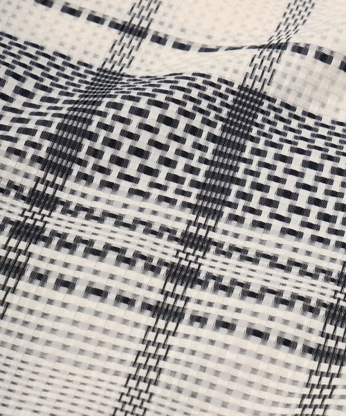 シャツ Sheer Tile Check Chin Tab Short Sleeve Shirt メンズ レディースの画像