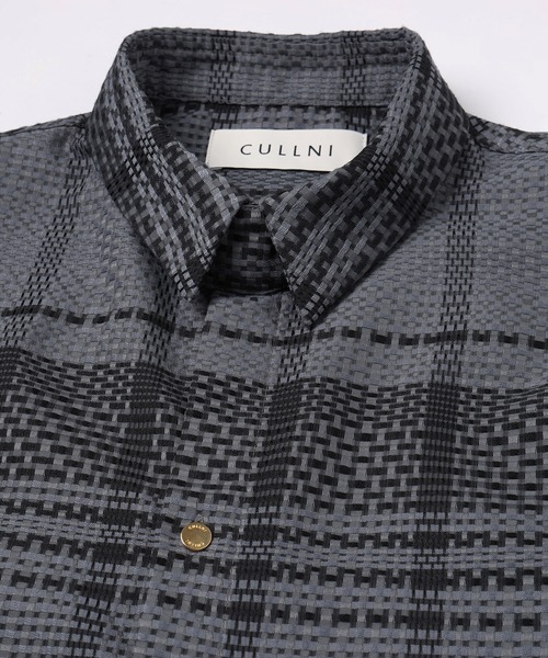 シャツ Sheer Tile Check Chin Tab Short Sleeve Shirt メンズ レディースの画像