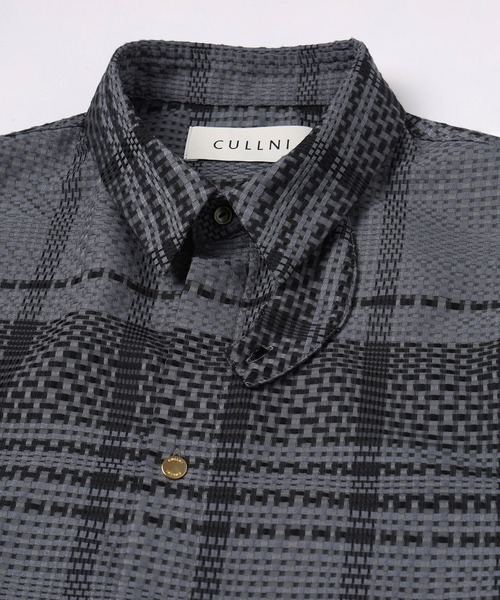 シャツ Sheer Tile Check Chin Tab Short Sleeve Shirt メンズ レディースの画像