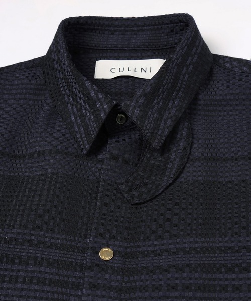 シャツ Sheer Tile Check Chin Tab Short Sleeve Shirt メンズ レディースの画像