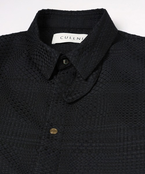 シャツ Sheer Tile Check Chin Tab Short Sleeve Shirt メンズ レディースの画像