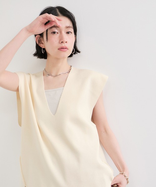 LE CERCLE par rope' ベスト ジレ Vネックニットベスト レディース