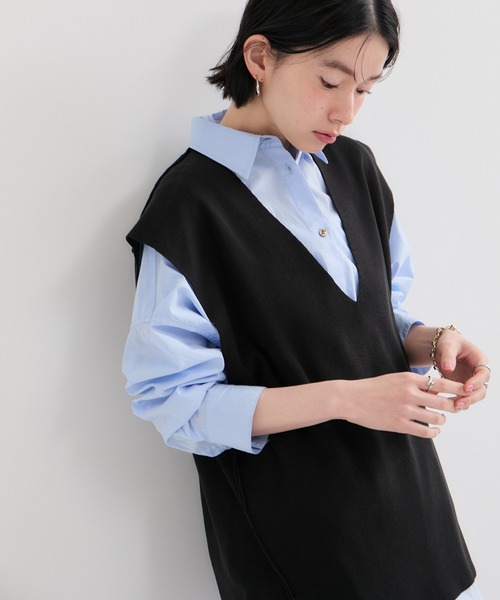 LE CERCLE par rope' ベスト ジレ Vネックニットベスト レディース