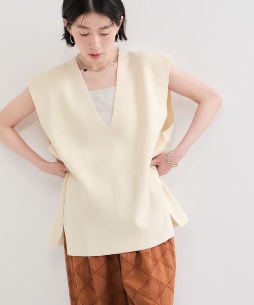 LE CERCLE par rope' ベスト ジレ Vネックニットベスト レディース