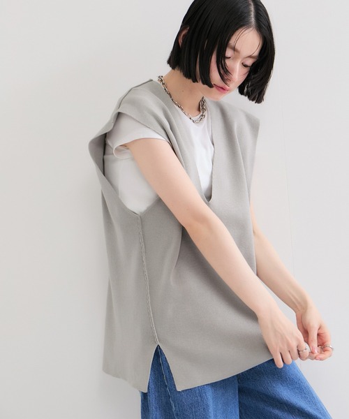 LE CERCLE par rope' ベスト ジレ Vネックニットベスト レディース