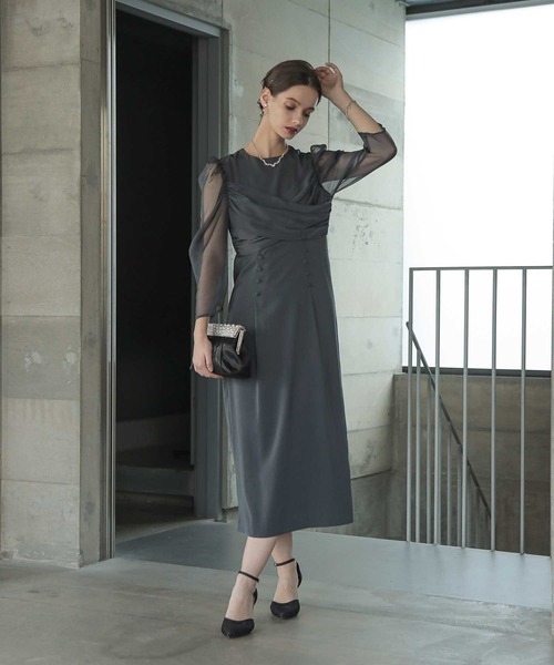 「Dorry Doll」 7分袖ワンピース M オリーブ レディース_画像3