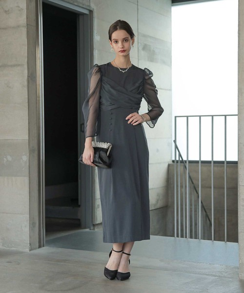 「Dorry Doll」 7分袖ワンピース M オリーブ レディース_画像7