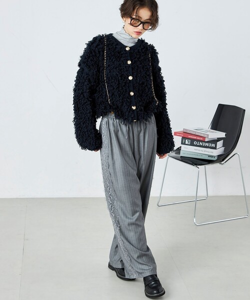 「fredy emue」 ニットカーディガン 38 アイボリー レディース_画像3