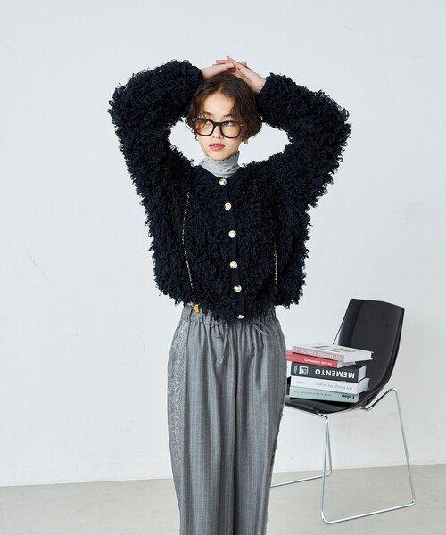 「fredy emue」 ニットカーディガン 38 アイボリー レディース_画像5