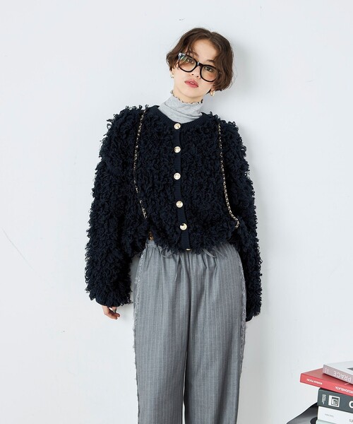 「fredy emue」 ニットカーディガン 38 アイボリー レディース_画像8