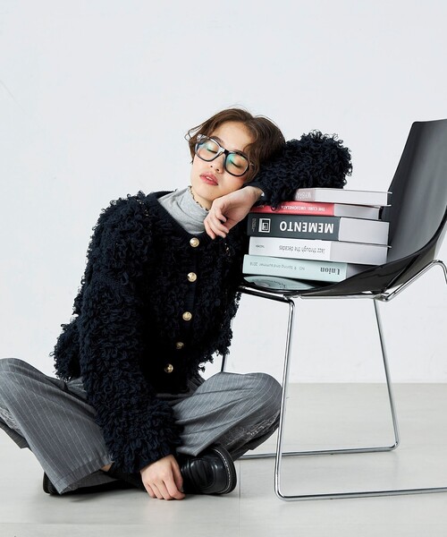 「fredy emue」 ニットカーディガン 38 アイボリー レディース_画像9