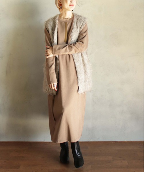 「BITTOKO」 長袖ワンピース FREE パープル レディース_画像5