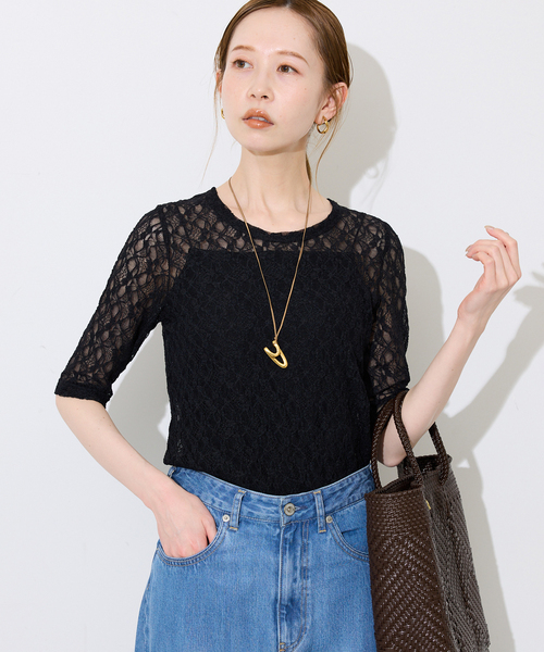 SLOBE IENA（スローブイエナ） tシャツ 半袖 ストレッチレース 