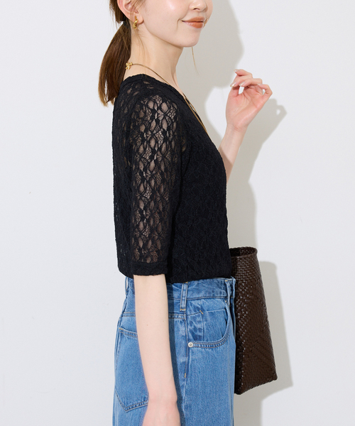 SLOBE IENA（スローブイエナ） tシャツ 半袖 ストレッチレース