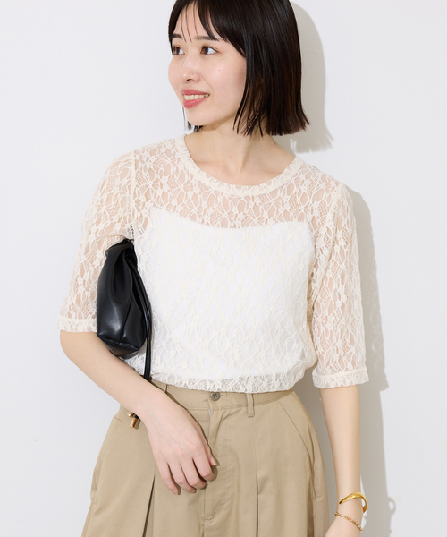 SLOBE IENA（スローブイエナ） tシャツ 半袖 ストレッチレース