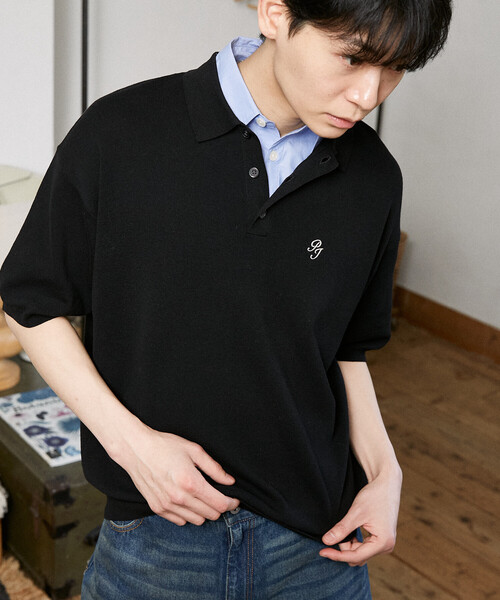 X*様 Chrom heartsブラックポロシャツ XL ジッパー付き　ジーンズ PEACH JOHN（ピーチジョン） ポロシャツ 半袖 × PUBLUX/ピーチ・ジョン