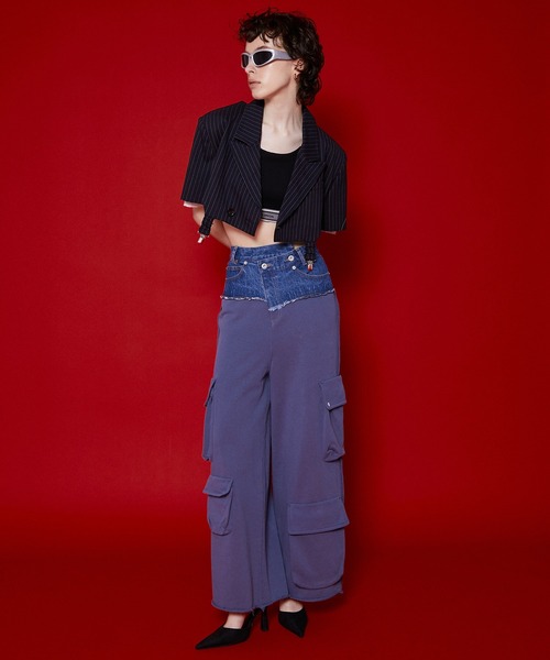 「MAISON SPECIAL」 スウェットパンツ 36 ブルー レディースの画像