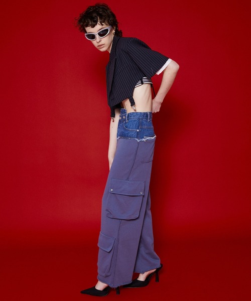 「MAISON SPECIAL」 スウェットパンツ 36 ブルー レディースの画像