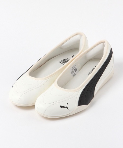 花粉症さま　Puma バレエ　フラットシューズ ホワイト Heather（ヘザー） バレエシューズ パンプス 「PUMA/プーマ」キャッチ
